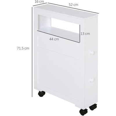 Small White Bathroom Storage Cabinet, 16W x 52D 71H cm Kleankin