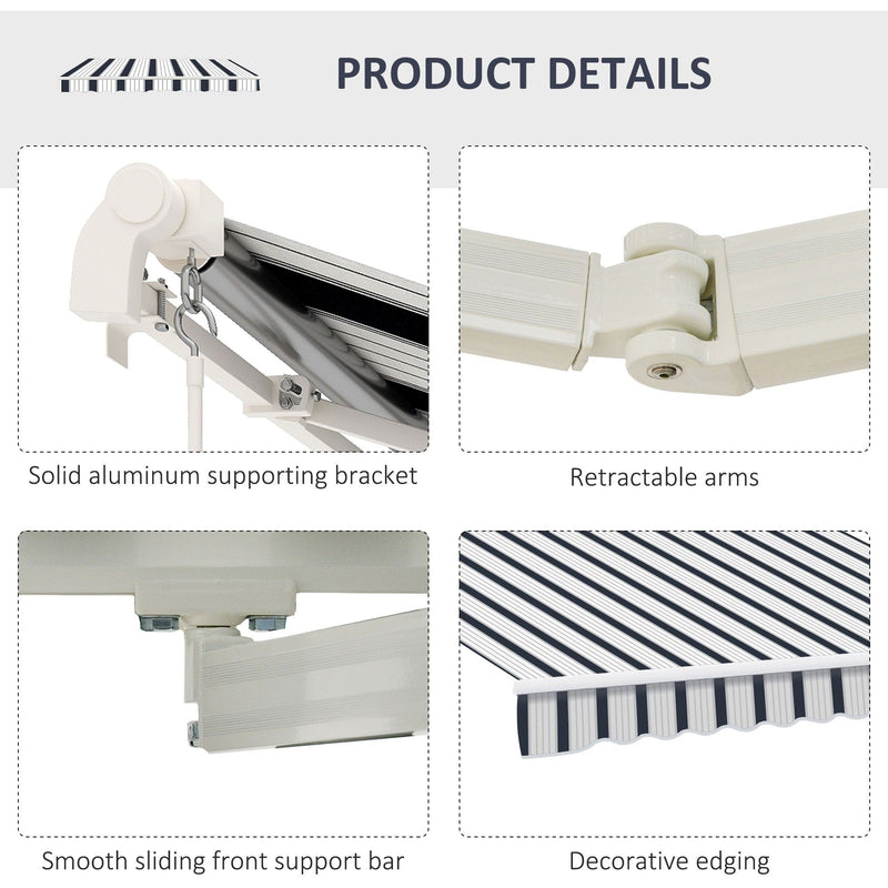 Manual Patio Awning - 4 x 3m Aluminium Retractable Sun Shade