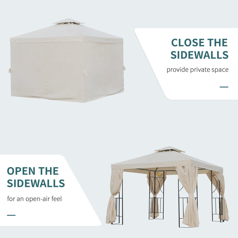 Steel Frame Gazebo With Sidewalls, 3x3m