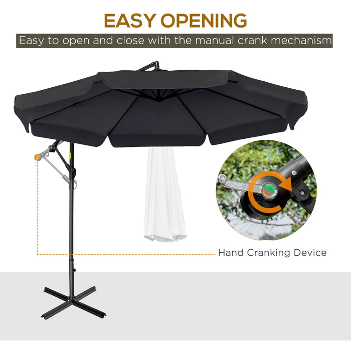 2.7m Large Offset Hanging Banana Parasol - Black