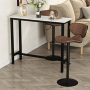 HOMCOM Bar Table Breakfast Marble Grain Dining Table Coffee Table with Adjustable Footpads, 120x40x100cm, White & Black Homcom