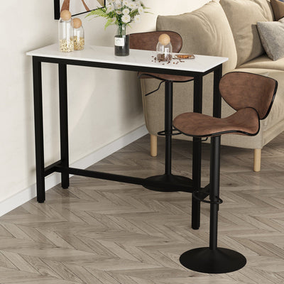 HOMCOM Bar Table Breakfast Marble Grain Dining Table Coffee Table with Adjustable Footpads, 120x40x100cm, White & Black Homcom