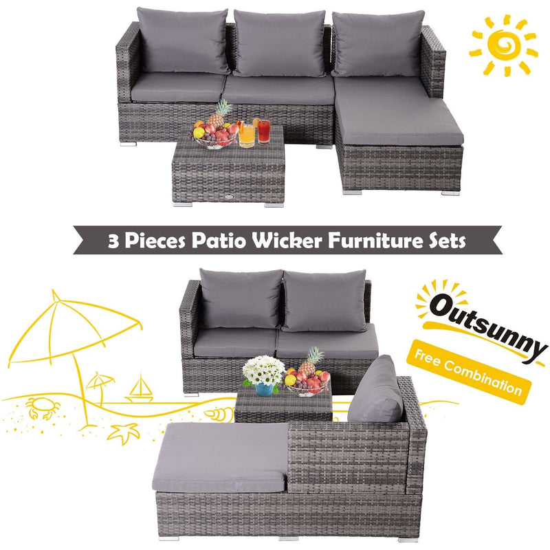 Rattan Corner Garden Sofa Set with Coffee Table