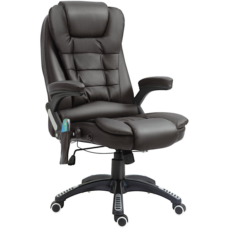 Brown High-Back Massage Executive Chair with Tilt
