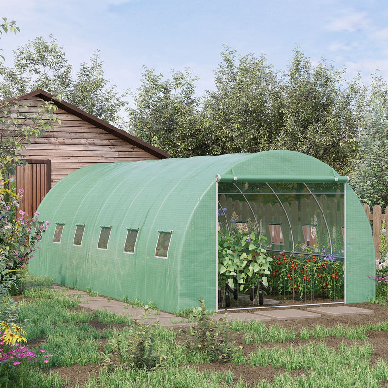 Polytunnel Greenhouse, Steel Frame, Zipped Door