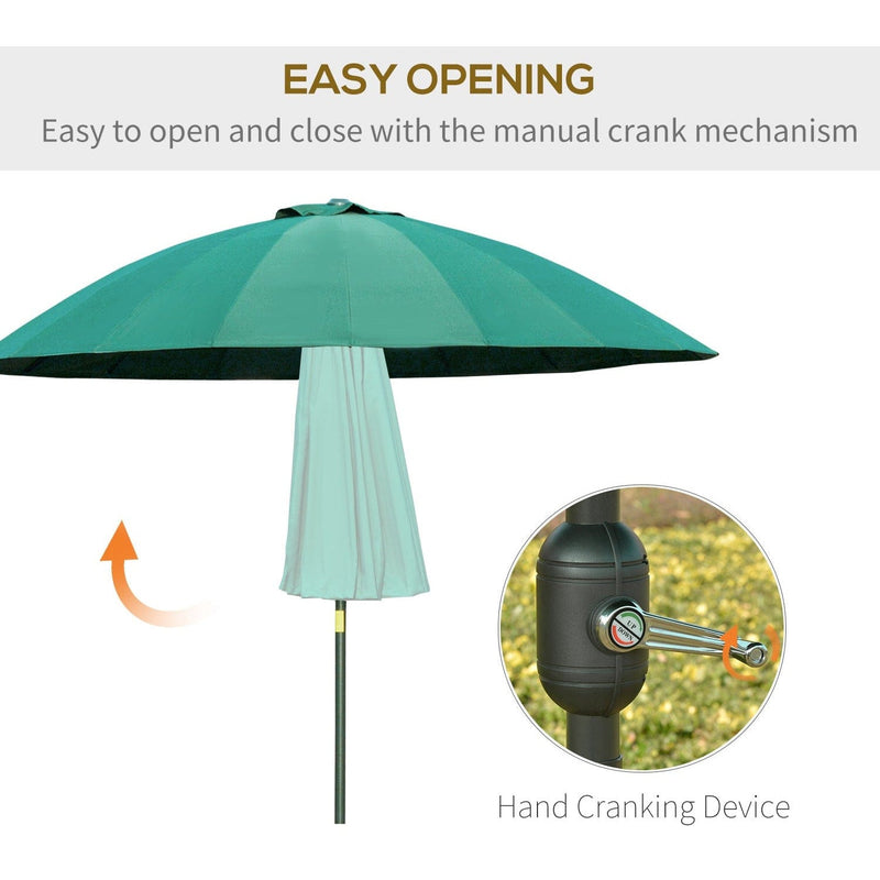 Round Patio Parasol, 2.5m, Tilt Crank, 18 Ribs