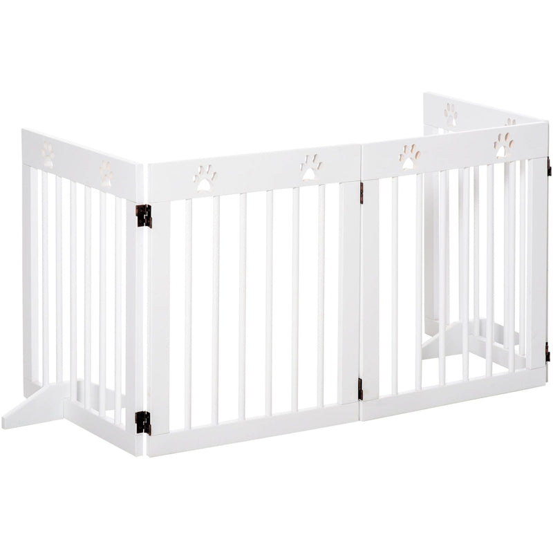 Freestanding Pet Gate, Folding Design, 204 x 61cm, White