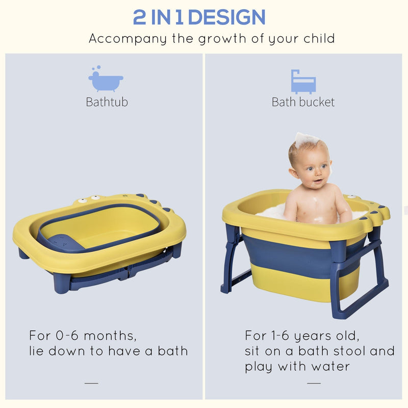 Collapsible Baby Tub, Crocodile Shape, Stool Seat, 0-6 Yrs
