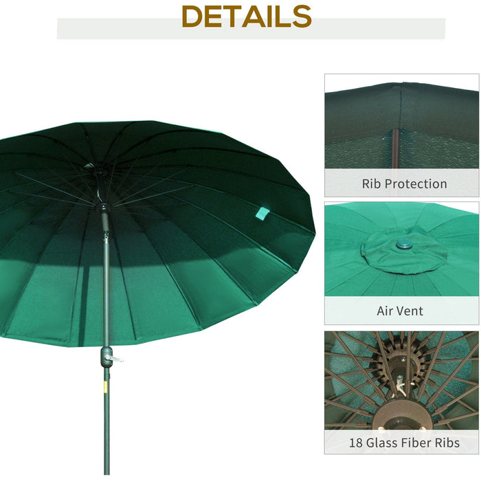 Round Patio Parasol, 2.5m, Tilt Crank, 18 Ribs