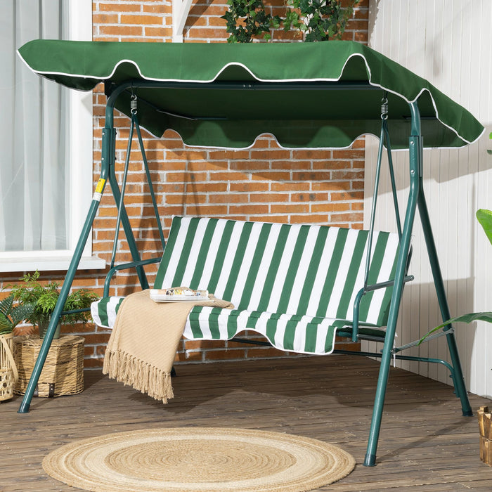 Steel Frame 3 Seater Garden Swing Chair With Canopy