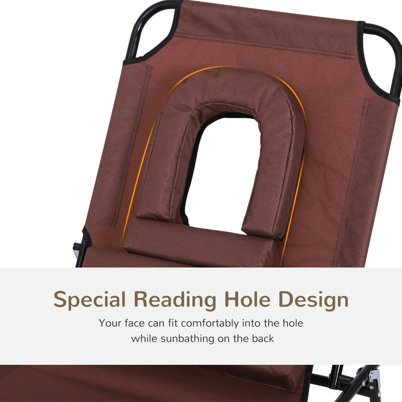Folding Sun Lounger With Face Hole Outsunny