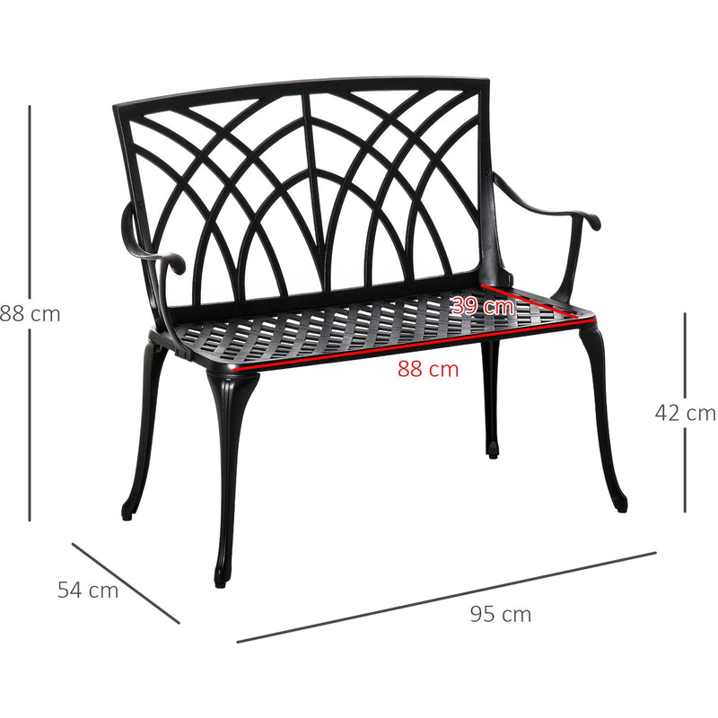 Stylish 2 Seater Metal Garden Bench
