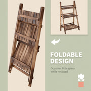3 Tier Folding Wooden Garden Plant Stand, L60xW37xH93cm Homcom