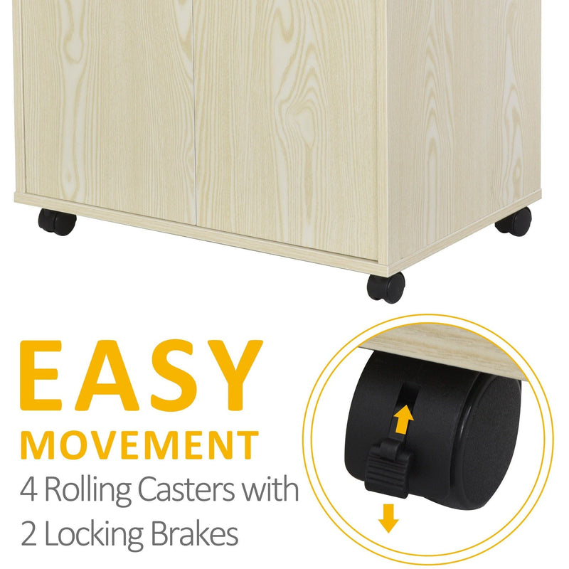 Microwave Cabinet on Wheels, Bookcase, L97H x 60.4W x 40Dcm