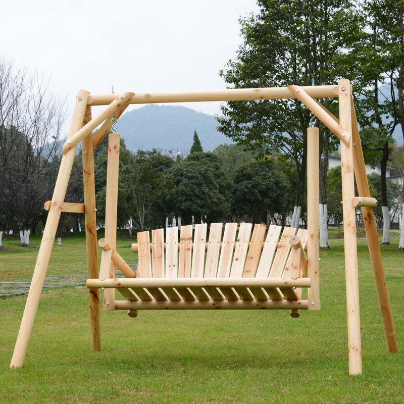 2 Seater Wooden Garden Swing Chair Outsunny