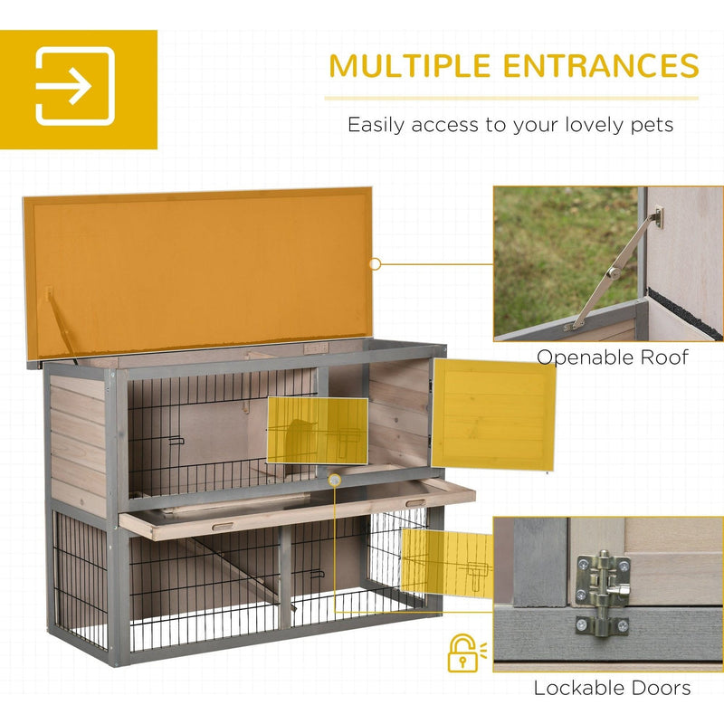 Outdoor Rabbit Hutch, Grey Pawhut