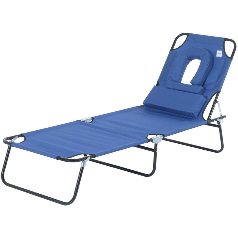 Folding Sun Lounger With Face Hole Outsunny