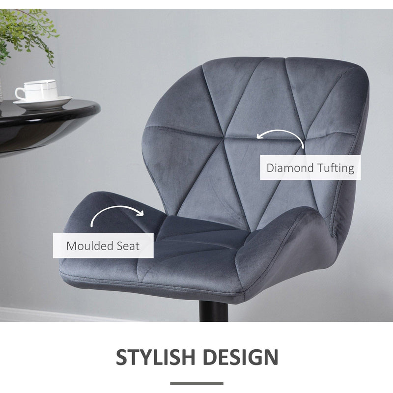 Set of 2 Grey Bar Stools With Backs