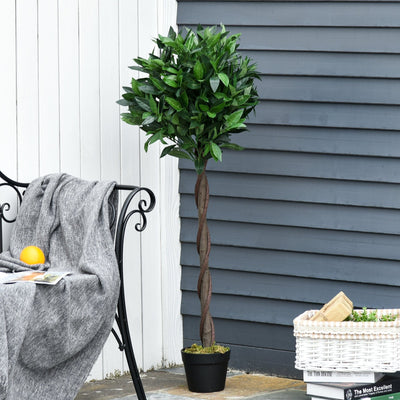 Set of 2 Topiary Bay Laurel Ball Trees, Indoor/Outdoor Homcom