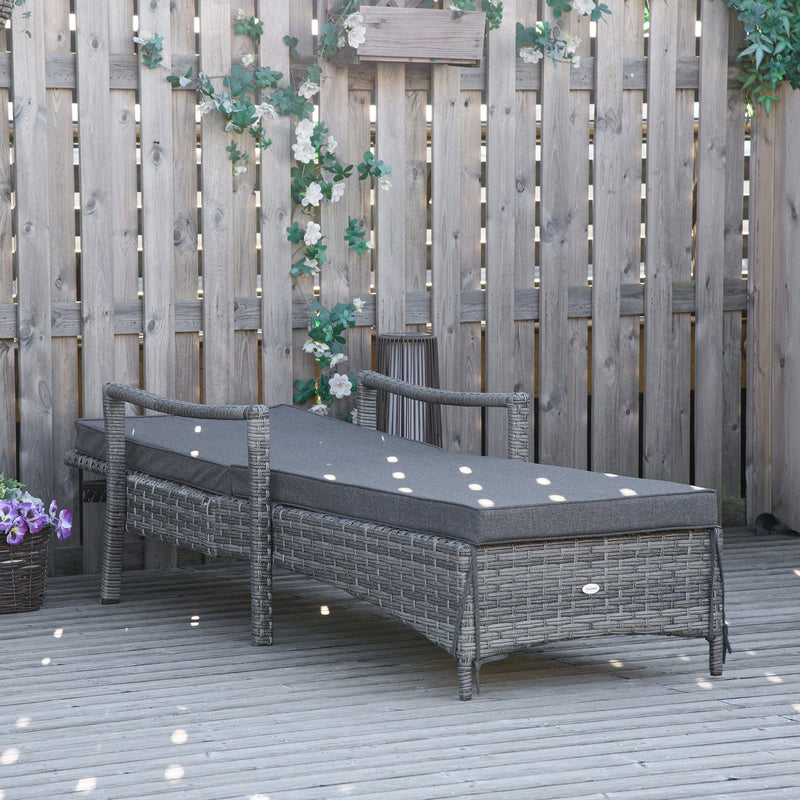 Contemporary Rattan Sun Lounger With Cushion Outsunny