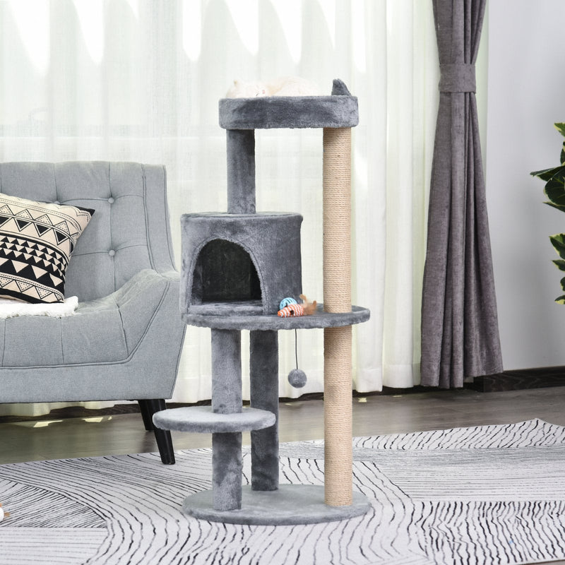 3-Tier Cat Activity Tree, Scratching Posts, Ear Perch, Toys