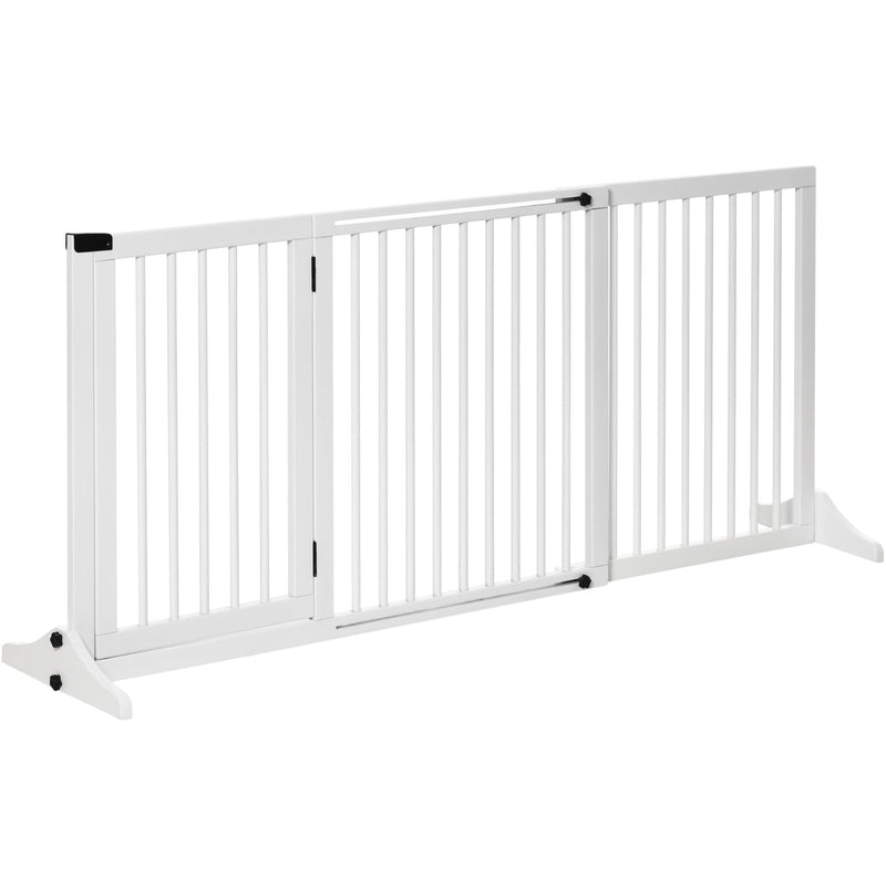 Freestanding Wooden Pet Gate, 75H x 204 cm, White
