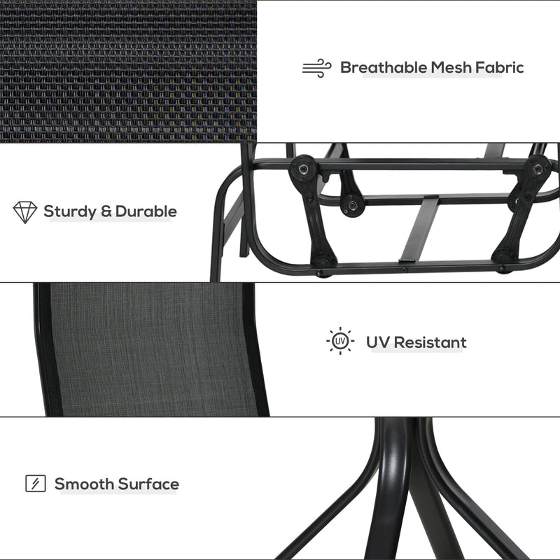 3-PC Outdoor Gliding Rocking Chair Set with Tea Table
