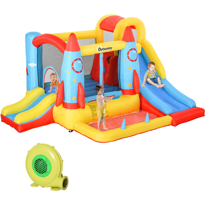 Kids Rocket Themed Bouncy Castle With Pump, Age 3-10 Years