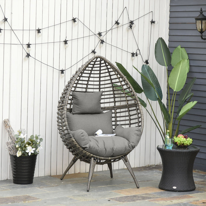 Rattan Egg Chair With Legs, Teardrop Shape, Indoor/Outdoor