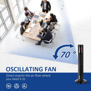 38" Tower Fan with Remote, 3 Speed, 12h Timer, Oscillation Homcom