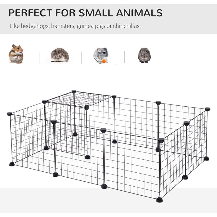 Modular Metal Wire Pet Playpen, L106xW73xH36cm, Black