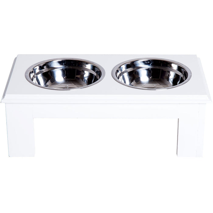 Stainless Steel Pet Feeder - White, 43.7Lx24Wx15Hcm