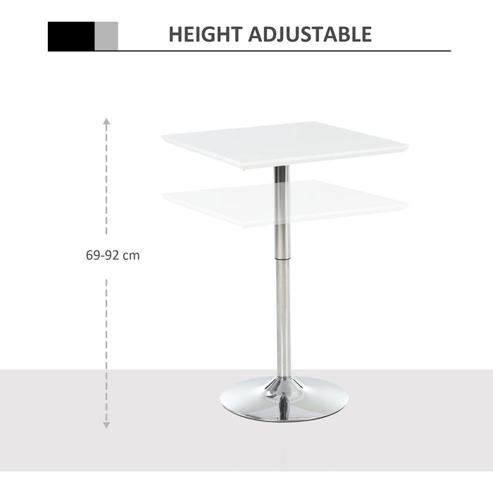 White Square Adjustable Bar Table