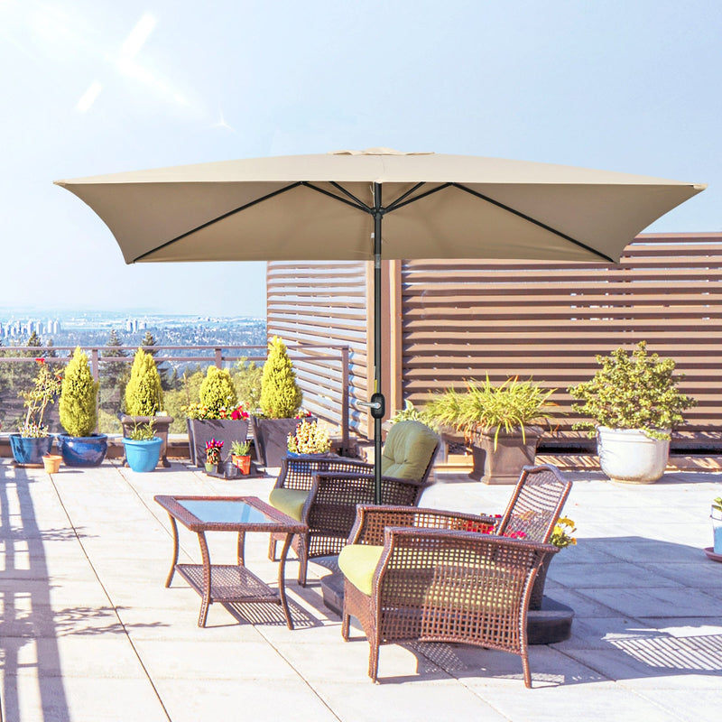 3x2m Stylish Garden Parasol Rectangular - Khaki Outsunny