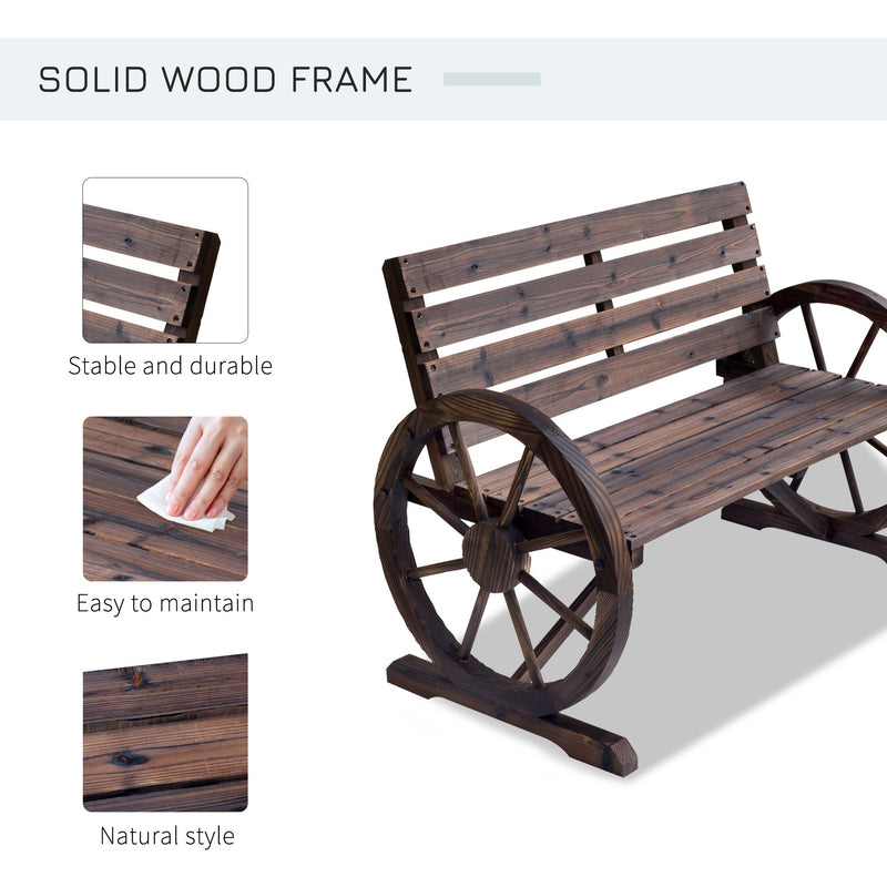 Wagon Wheel Garden Bench Outsunny