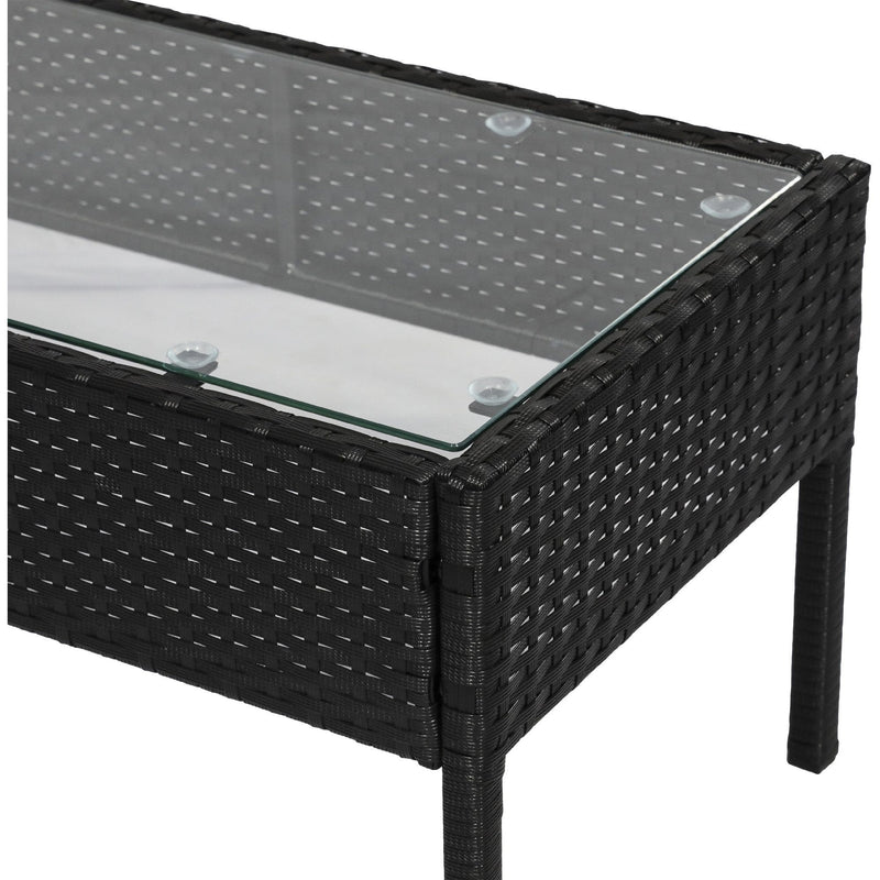 Garden Furniture Sofa and Table, 4 Seater Black Rattan