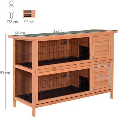 Large Outdoor Rabbit Hutch, 2 Tier Pawhut