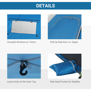 Pop Up Beach Tent for Quick Sun Shelter with Built In Floor and Carry Bag Sky Blue Outsunny