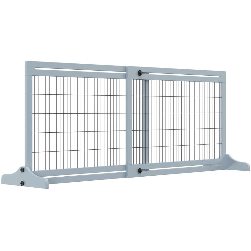 Freestanding Dog Gate, Solid Pine, 69H x 104-183cm, Blue