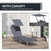 Folding Sun Lounger With Canopy Outsunny