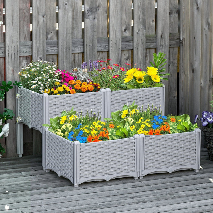 4 Rattan Planters Outdoor