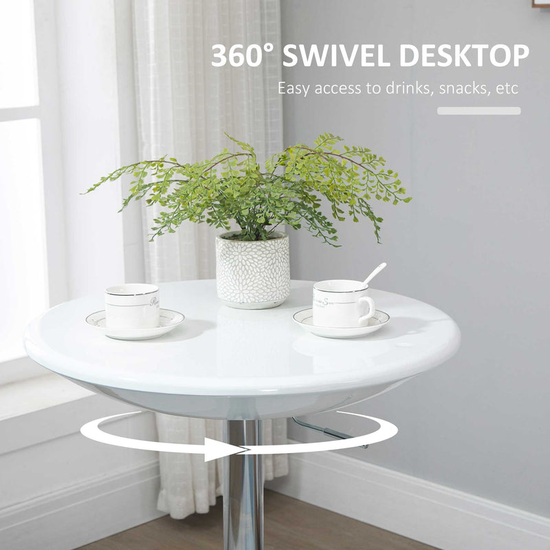 Modern White Round Bar Table With Adjustable Height