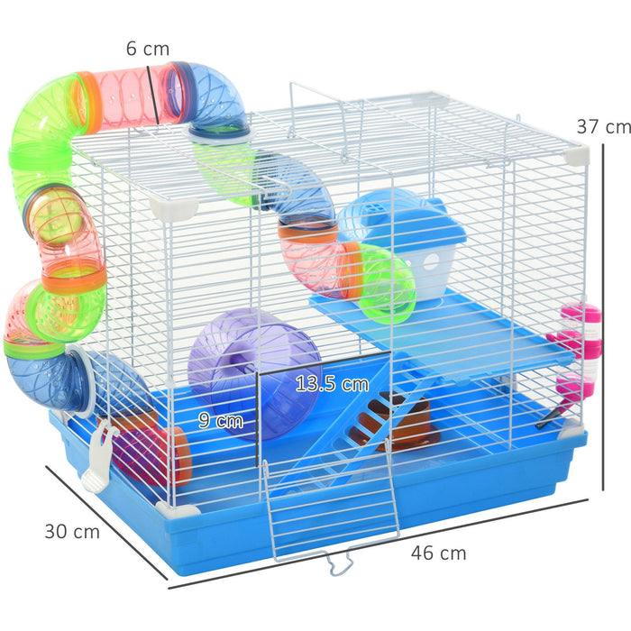 2 Tier Hamster Cage With Wheel And Tunnel