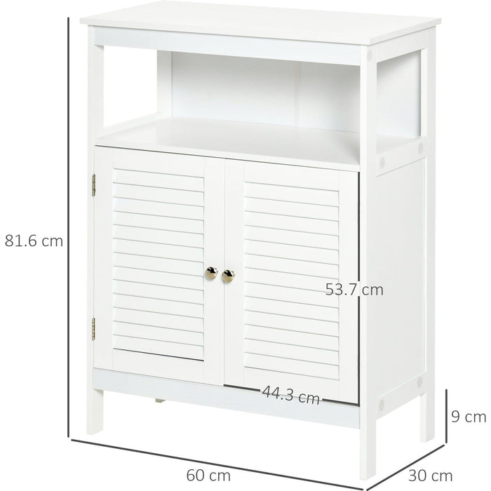 White Bathroom Storage Cabinet - 60W x 30D x 81.6Hcm