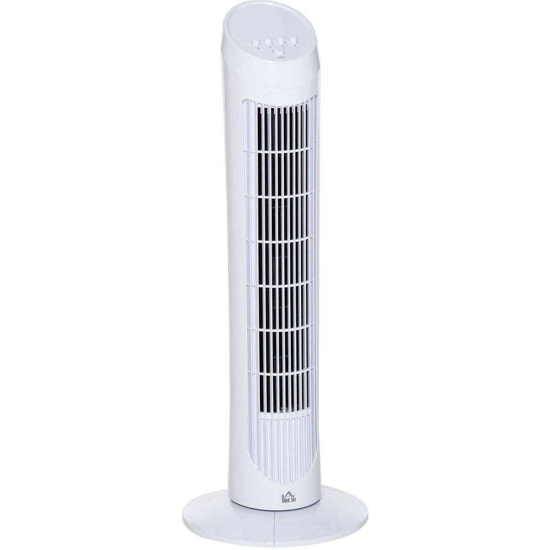 White 30" Oscillating Tower Fan: 3 Speeds, Ultra Slim Homcom