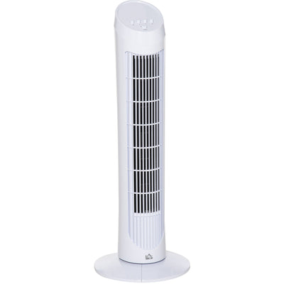 White 30" Oscillating Tower Fan: 3 Speeds, Ultra Slim Homcom