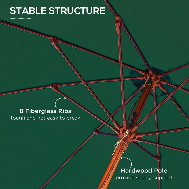 2.5m Wooden Garden Parasol - Top Vent