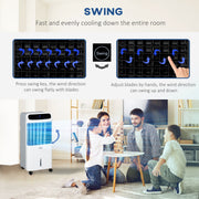 HOMCOM 32" Mobile Air Cooler, Evaporative Anion Ice Cooling Fan Water Conditioner Humidifier Unit w/3 Modes, Remote Controller, Timer for Home Bedroom Homcom