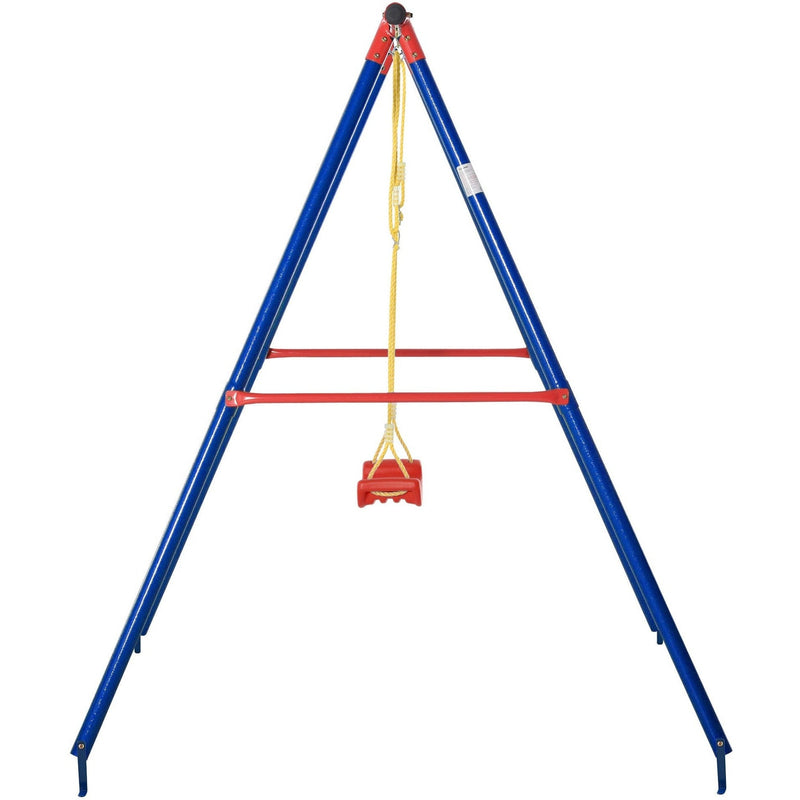 Metal Swing Set with Adjustable Rope for Kids, Blue