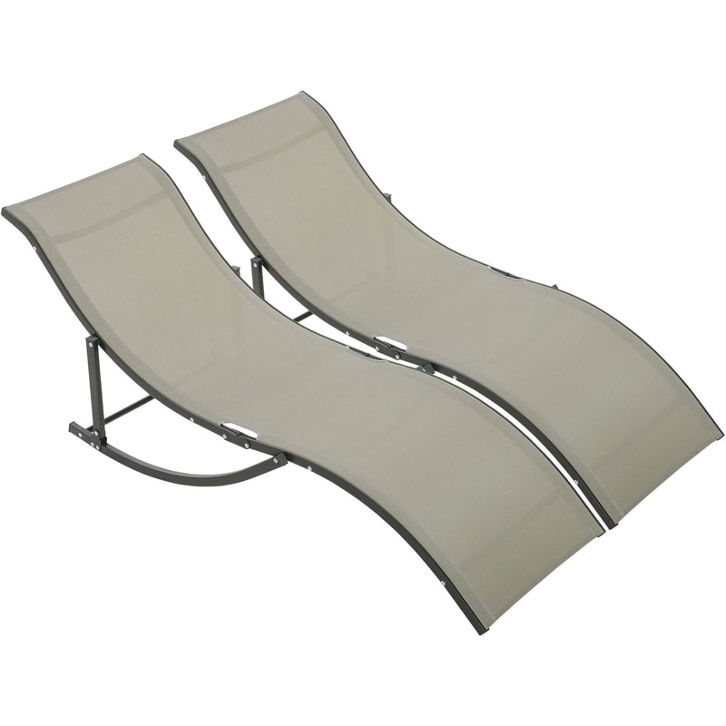 S Shaped Sun Lounger Set, Foldable, Set of 2